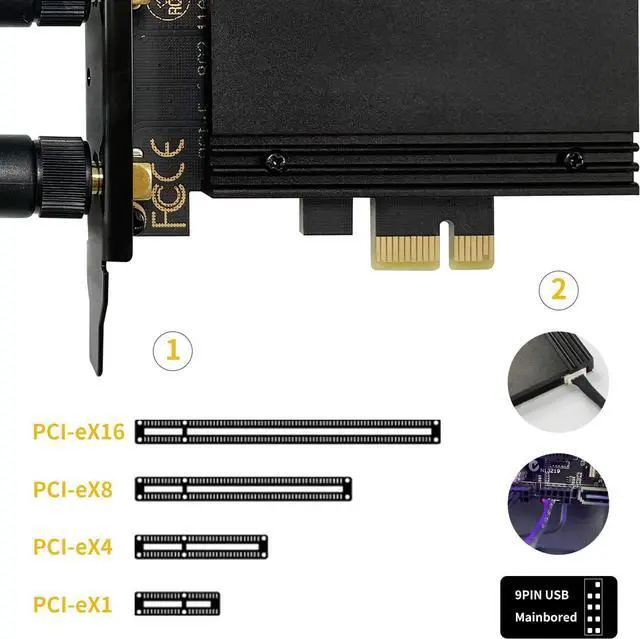 Alt view image 5 of 7 - PCIe WiFi 6E Card, AX210 Network Card,Tri-Band 6G/5.8G/2.4GHz, Bluetooth 5.2 (802.11ax) 5400Mbps Wireless Wi-Fi Cards Adapter with MU-MIMO, OFDMA, Support Windows 10/11 (64-bit) for Desktop PC (Black)