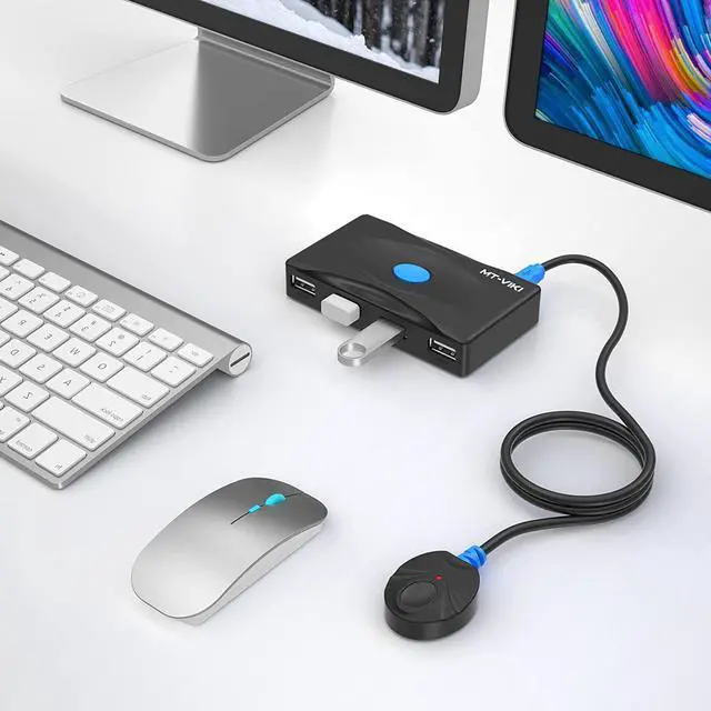 Alt view image 3 of 7 - USB 3.0 Switch 2 in 4 Out, 4 Port USB3.0 USB Switch Selector 5Gbps High-Speed Peripheral Sharing Switcher for 2 Computer Share Mouse Keyboard Compatible with Laptop Scanner Printer 2 USB Cable