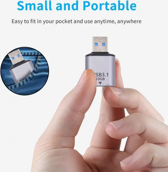 Alt view image 6 of 7 - USB Male to USB C Female Adapter (2 Pack), 10Gbps USB 3.1 to Type-C Extension Coupler Converter Extender Connector Support Fast Charging for PC, Laptop, Charger, Power Bank