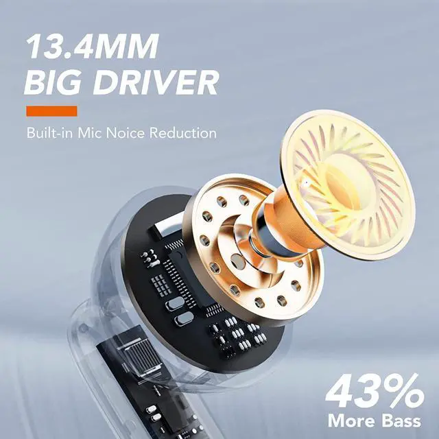 Alt view image 3 of 6 - Ture Wireless Earbuds, Bluetooth 5.3 Headphones, 35Hrs Playtime HD Stereo Audio LED Display, Mini Bluetooth Earbuds and Dual Mic with Deep Bass, Type-C, for Running Sport Gym Workout (Black)