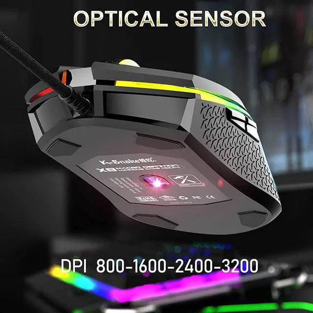 Alt view image 4 of 7 - USB Wired Gaming Mouse, Lightweight Wired Mouse Computer Gaming Mice with Rainbow Backlight 6 Buttons 4 Adjustable DPI Portable Mouse for Gamer Windows Mac Laptop PC (Black)