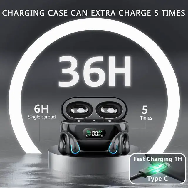 Alt view image 5 of 7 - Wireless Headphones, Bluetooth 5.3 Earbuds In Ear 10mm Drivers Wireless Headphones 36H Deep Bass Stereo Bluetooth Earbuds Built in ENC Mic, LED Display, USB-C, IPX7 Waterproof Bluetooth Earphones