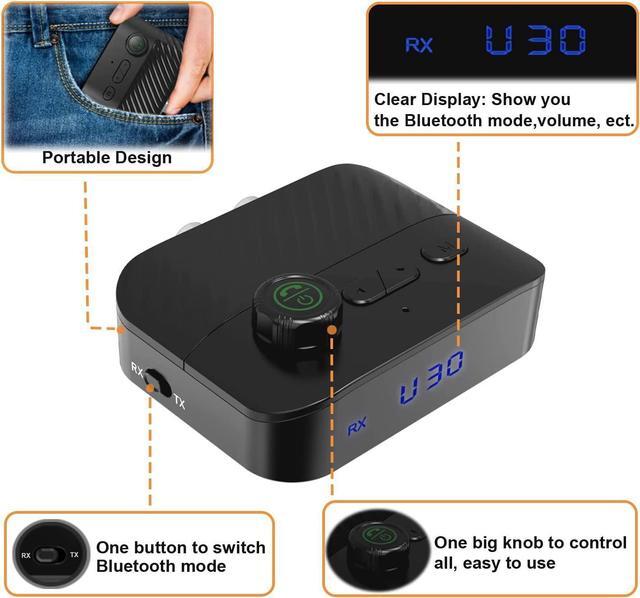 Alt view image 5 of 7 - Bluetooth Transmitter Receiver - V5.3 Bluetooth Audio Receiver w/Display & Knob, 3.5mm AUX RCA Wireless Audio Adapter for Home Stereo/Headphone/Speaker/TV/PC/Car, Support TF Card/U Disk Music Play