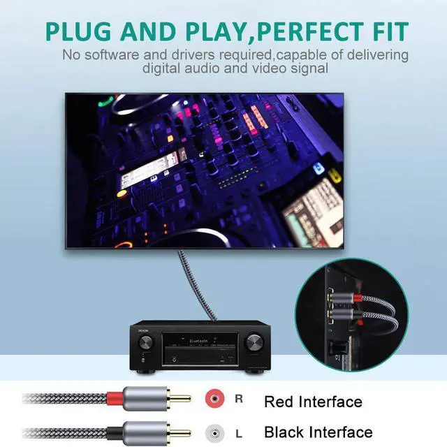 Alt view image 2 of 7 - [2 PACK, 3,3ft.] RCA Cable, 2-Male to 2-Male RCA Audio Stereo Subwoofer Cable [Hi-Fi Sound,Shielded] Auxiliary Audio Cord for Home Theater, HDTV, Amplifiers, Hi-Fi Systems,Speakers - 3.3 Feet
