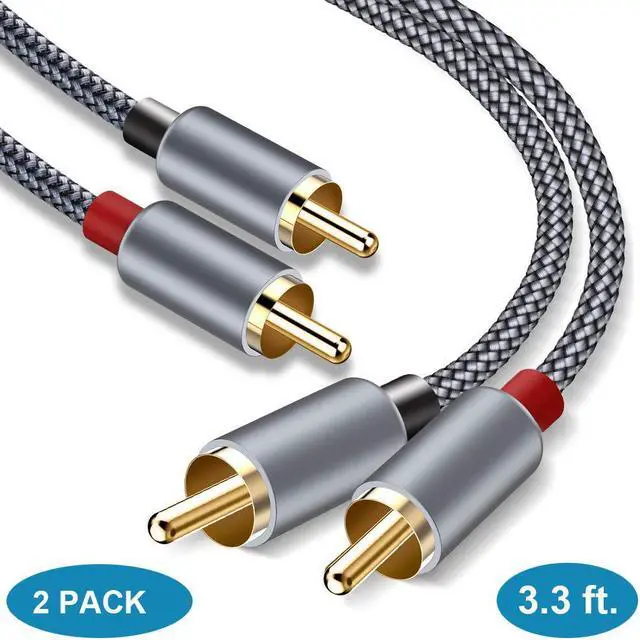Main image of [2 PACK, 3,3ft.] RCA Cable, 2-Male to 2-Male RCA Audio Stereo Subwoofer Cable [Hi-Fi Sound,Shielded] Auxiliary Audio Cord for Home Theater, HDTV, Amplifiers, Hi-Fi Systems,Speakers - 3.3 Feet