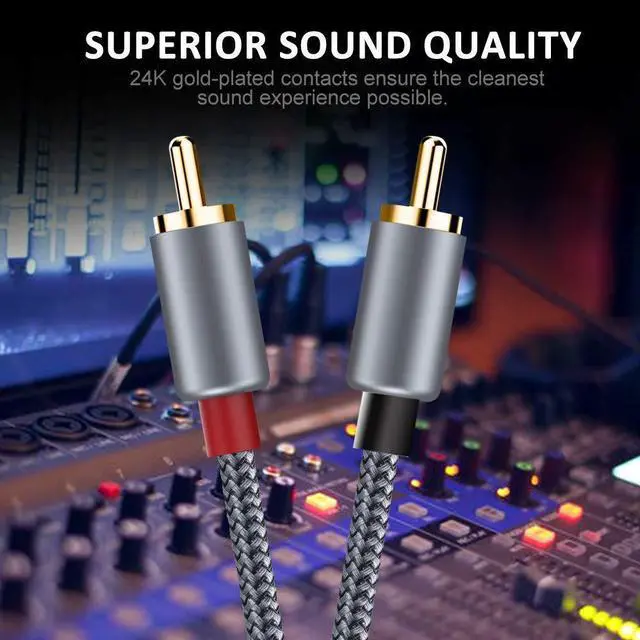 Alt view image 5 of 7 - [2 PACK, 3,3ft.] RCA Cable, 2-Male to 2-Male RCA Audio Stereo Subwoofer Cable [Hi-Fi Sound,Shielded] Auxiliary Audio Cord for Home Theater, HDTV, Amplifiers, Hi-Fi Systems,Speakers - 3.3 Feet