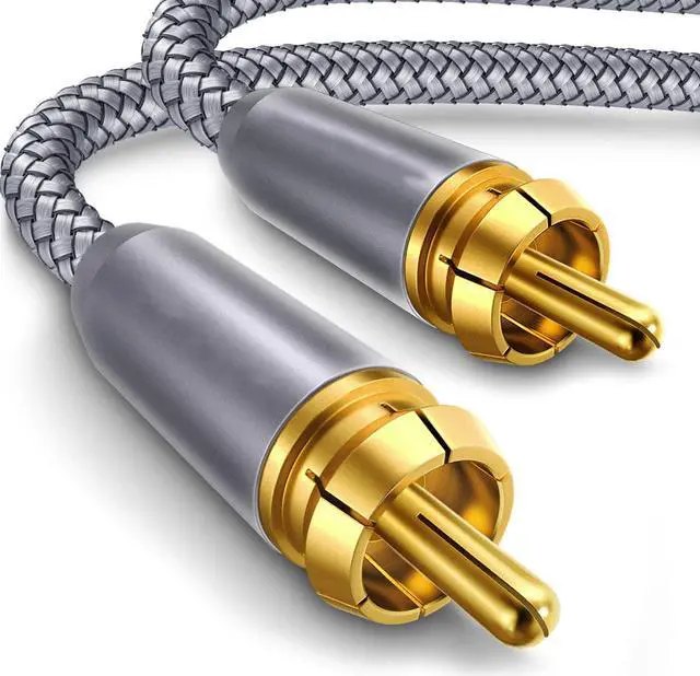 Main image of RCA Subwoofer Cable 3.3ft / 1M, Digital Coaxial Audio Cable Gold Plated RCA Male to Male SPDIF Cable for Subwoofer, Home Theater, Amplifier, TV - Grey