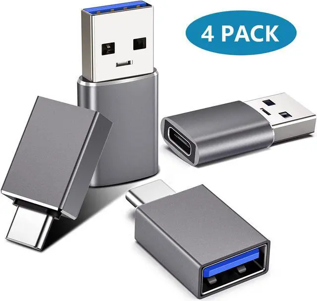 Main image of 4 Pack USB C to USB Adapter (2 Pack) & USB to USB C Adapter (2 Pack), USB A to USB C 3.1 Adapter, Type C to USB Adapter Compatible with i-Phone Android Smartphones PC MacBook Pro Laptop Tablet (Gray)
