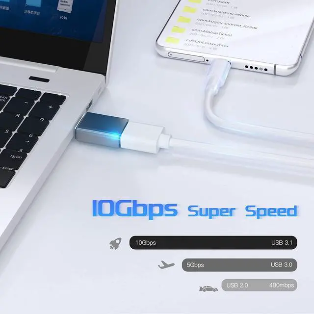 Alt view image 3 of 7 - 4 Pack USB C to USB Adapter (2 Pack) & USB to USB C Adapter (2 Pack), USB A to USB C 3.1 Adapter, Type C to USB Adapter Compatible with i-Phone Android Smartphones PC MacBook Pro Laptop Tablet (Gray)
