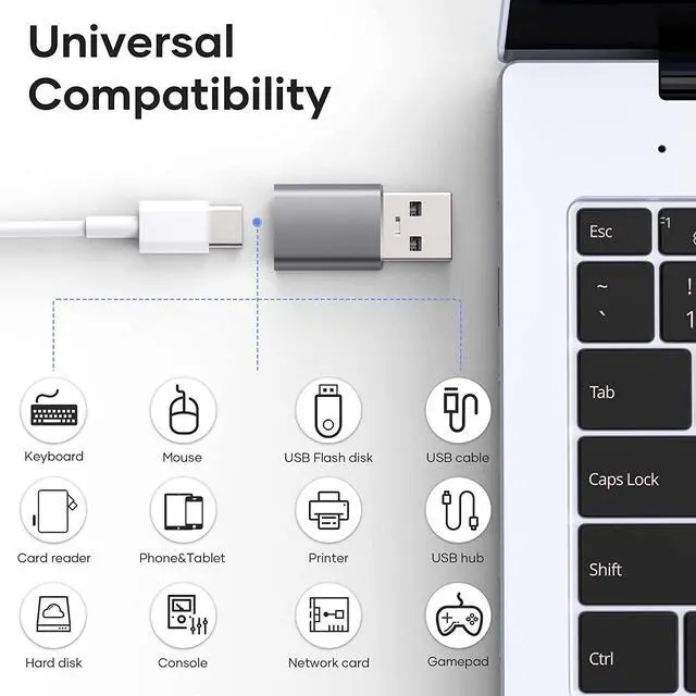 Alt view image 6 of 7 - 4 Pack USB C to USB Adapter (2 Pack) & USB to USB C Adapter (2 Pack), USB A to USB C 3.1 Adapter, Type C to USB Adapter Compatible with i-Phone Android Smartphones PC MacBook Pro Laptop Tablet (Gray)