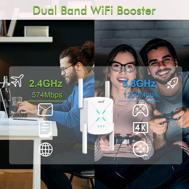 Alt view image 3 of 7 - AX1800 WiFi 6 Extender WiFi Booster - Gigabit Port WiFi Range Extender 1800Mbps Dual Band WiFi Repeater, WiFi Extender Signal Booster for Home, 5 Modes, up to 64 Devices, WPS Setup