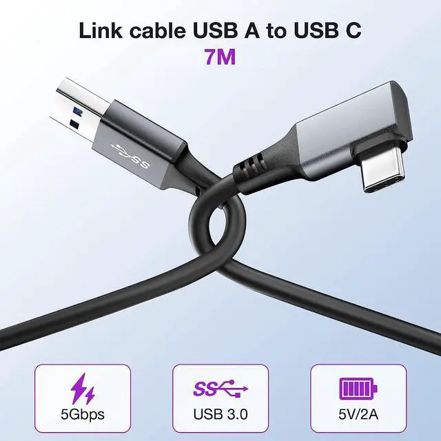Alt view image 7 of 7 - VR Link Cable 16FT Compatible with Quest 2/1/Pro/Pico 4 Link Cable with Charging Port VR Quest 2 Headset Cable for Oculus Meta Link Cable USB Type C Cable,USB A to USB C Cord for Steam VR Gaming PC