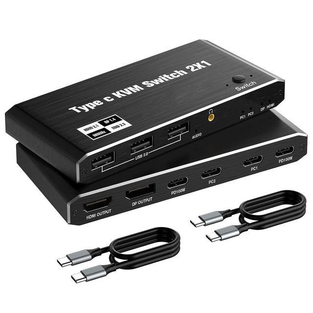 thumbnail image 2 of KCEVE 2 Port HDMI KVM Switch - 8K@60Hz 4K@120Hz Dual Computer Switch With USB 3.0 2 of 9