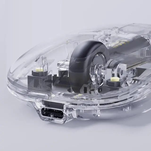 Alt view image 3 of 7 - Wireless Mouse Transparent, 2.4G Slim Mouse Rechargeable, Noiseless Computer Mouse with USB Receiver, 4 Adjustable DPI (800-1000-1200-1600 DPI) Optical Cordless Portable Mouse
