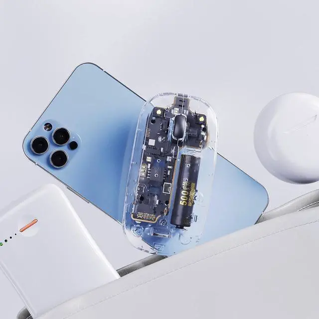Alt view image 5 of 7 - Wireless Mouse Transparent, 2.4G Slim Mouse Rechargeable, Noiseless Computer Mouse with USB Receiver, 4 Adjustable DPI (800-1000-1200-1600 DPI) Optical Cordless Portable Mouse