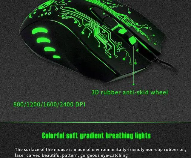 Alt view image 6 of 7 - Gaming Mouse Wired, USB Optical Computer Mice with RGB Backlit, 4 Adjustable DPI Up to 2400, Ergonomic Gamer Laptop PC Mouse with 6 Programmable Buttons for Windows 7/8/10/XP Vista Linux