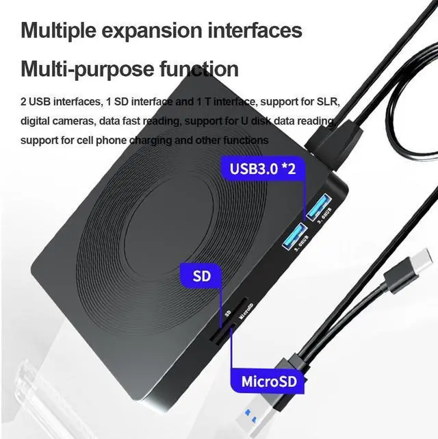 Alt view image 3 of 7 - [5-in-1] External CD DVD Drive, USB 3.0 Type-C CD DVD ROM +/-RW Burner Writer Reader with TF/SD Card Slots, Slim Portable Optical Disk DVD Drive CD DVD Player for Windows 7/8/10/11 Linux MacOS (Black)