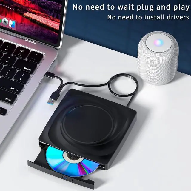Alt view image 3 of 7 - External Blu ray CD/DVD Drive, External DVD/BD Player Read Portable Blu-ray Cd DVD Drive USB3.0 and Type-C Port, Suitable for Windows XP/7/8/10 for Mac-Book PC