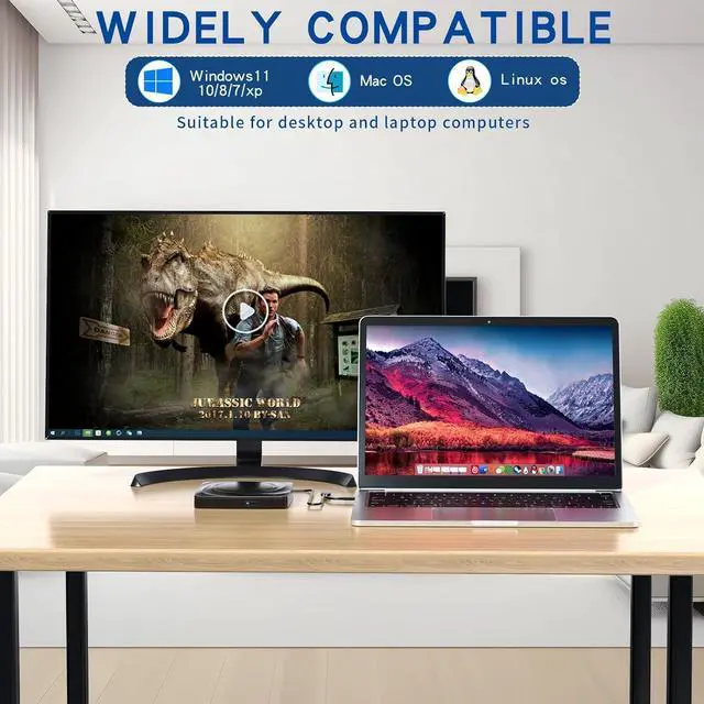 Alt view image 4 of 7 - External Blu ray CD/DVD Drive, External DVD/BD Player Read Portable Blu-ray Cd DVD Drive USB3.0 and Type-C Port, Suitable for Windows XP/7/8/10 for Mac-Book PC