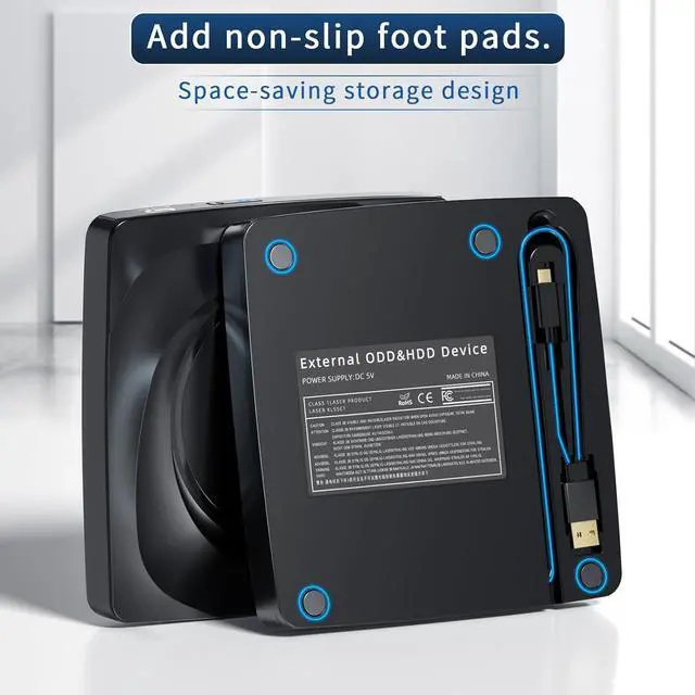 Alt view image 7 of 7 - External Blu ray CD/DVD Drive, External DVD/BD Player Read Portable Blu-ray Cd DVD Drive USB3.0 and Type-C Port, Suitable for Windows XP/7/8/10 for Mac-Book PC