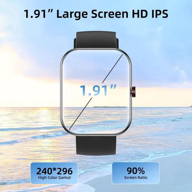 Alt view image 2 of 6 - Smart Watch(Answer/Make Calls), 1.91" HD Touch Screen Fitness Watch with Blood Oxygen Heart Rate Sleep Monitor, 100+ Sports Modes, IP68 Waterproof Men's Women's Activity Trackers for Android iOS