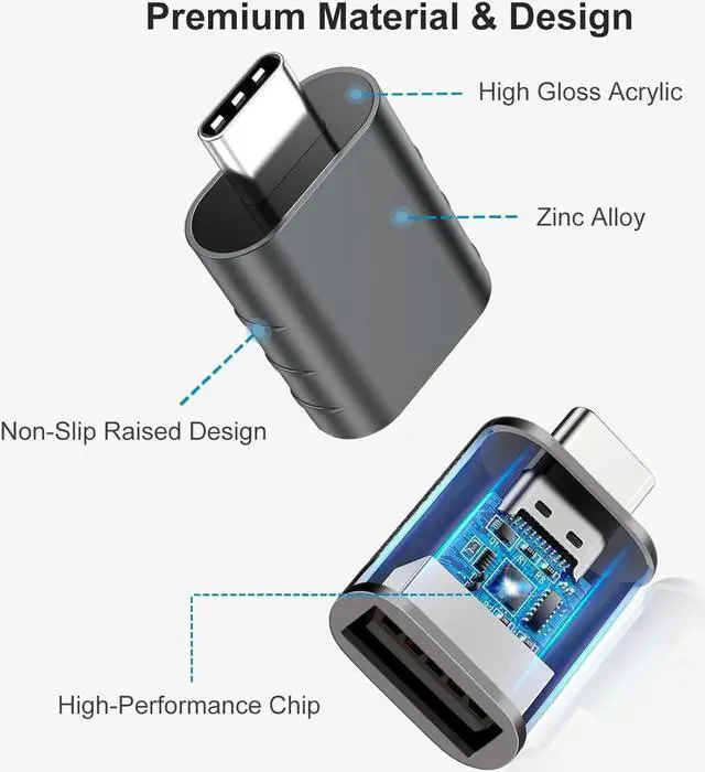 Alt view image 2 of 7 - USB 3.2 to USB C Adapter, USB Type C Male to USB 3.0 Female Adapter (4 Pack), 10Gbps Thunderbolt 4/3 to USB OTG Converter for M-a-c-Bo-ok Pro/Air, i-P-ad, i-M-a-c, Galaxy S23 S22 (Gray + Black)