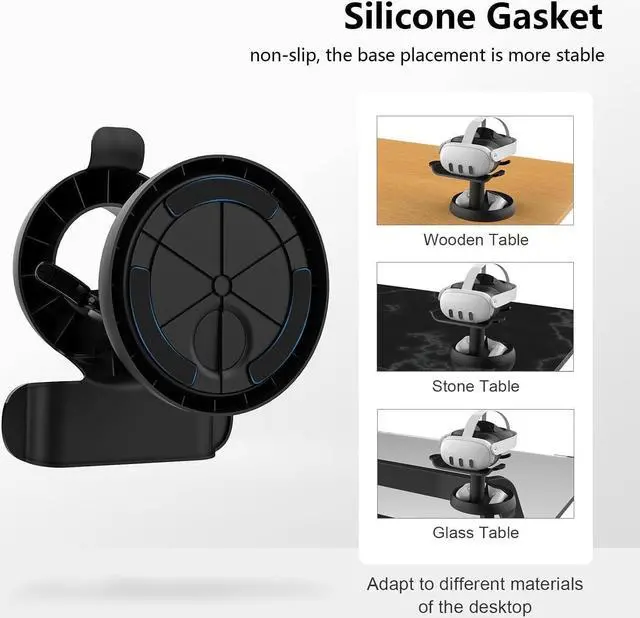 Alt view image 3 of 7 - VR Headset Stand Holder Compatible with Quest 3/Quest 2/Pico 4/for PSVR 2 - Universal VR Headset Display Dock, Stable Bracket Storage Round Base, Mount Install Easy