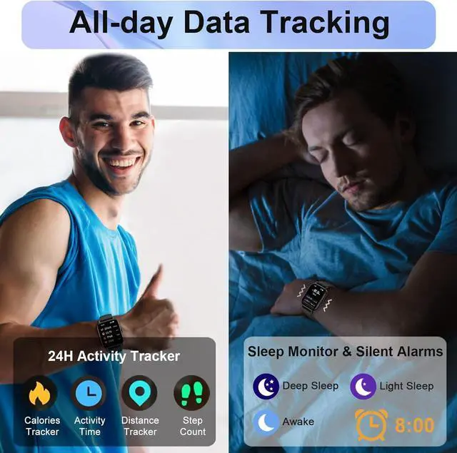 Alt view image 2 of 7 - Smart Watch for Men Women Answer/Make Calls, Fitness Watch 1.85" Touch Screen Smartwatch, Fitness Tracker with Heart Rate Sleep Monitor and 100+Sports, IP68 Waterproof Activity Tracker for iOS Android