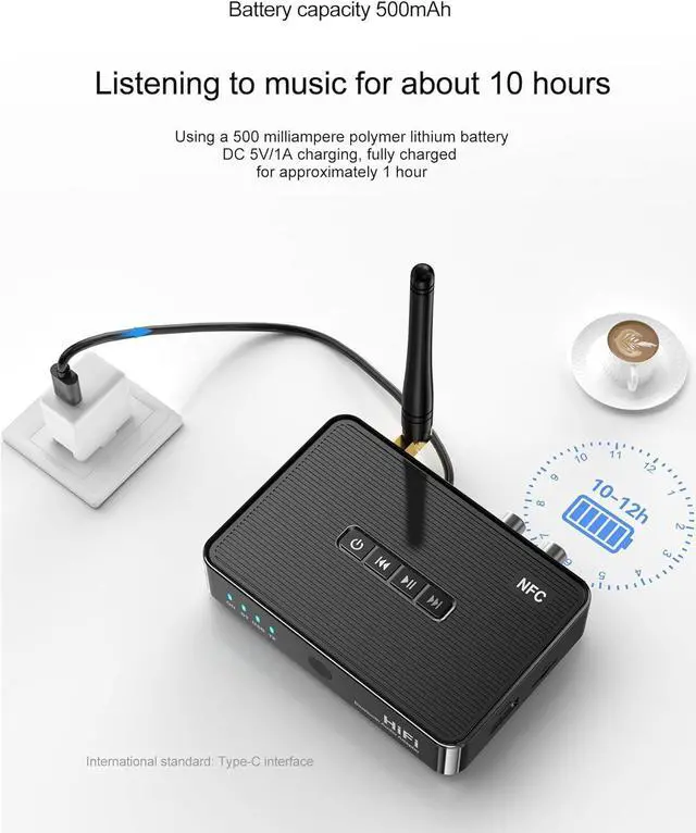 Alt view image 5 of 7 - Bluetooth 5.1 Receiver Adapter for Home Stereo, Support RCA AUX 3.5mm for Speakers/Wired Speakers/Home Music Streaming Stereo System