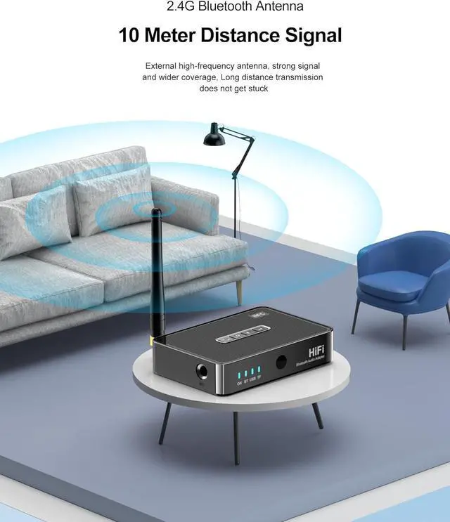 Alt view image 6 of 7 - Bluetooth 5.1 Receiver Adapter for Home Stereo, Support RCA AUX 3.5mm for Speakers/Wired Speakers/Home Music Streaming Stereo System