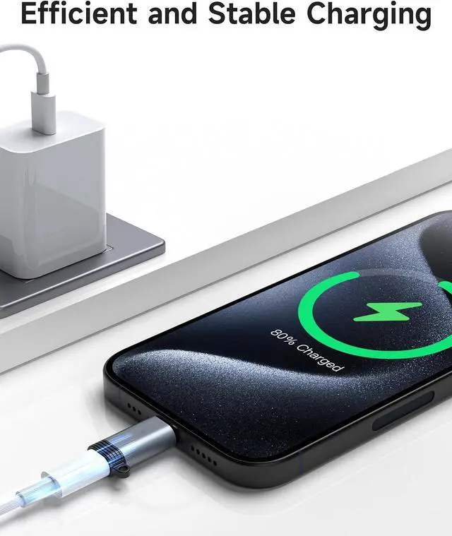 Alt view image 4 of 7 - [4 Pack] Lightning Female to USB C Male Adapter, Type C Charger Converter, Support Charging & Data Transfer Compatible with i-P-hone 15, iPad, Air, S-a-m-s-u-n-g, Pixel, Not for Audio/OTG