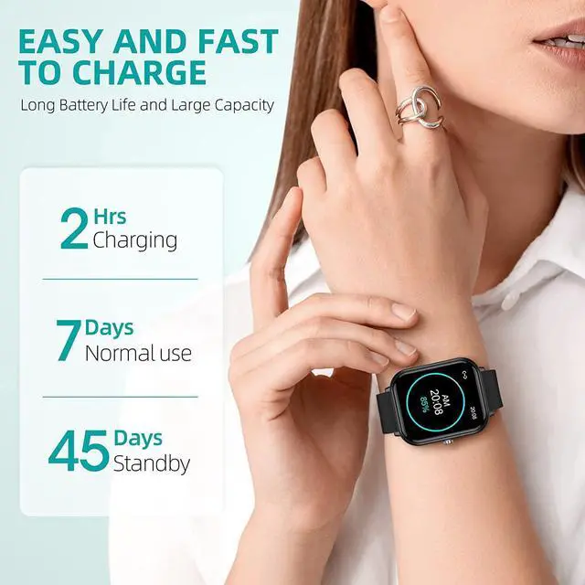 Alt view image 7 of 7 - Smart Watch, Fitness Tracker with 24 Sports Modes, 5ATM Swimming Waterproof, Blood Oxygen Heart Rate Sleep Monitor Step Calorie Counter, 1.7" Touchscreen Smartwatch Fitness Watch for Android IOS Phone