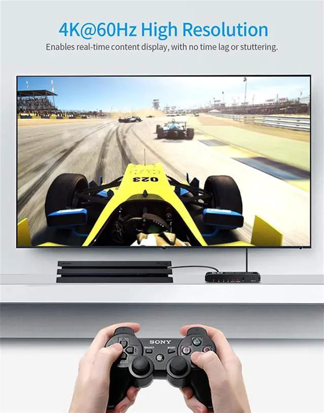 Alt view image 4 of 7 - 4k HDR HDMI Switch, 4-Port HDMI 2.0 Switch Selector with IR Remote Control, Supports HDCP 2.2 4K@60Hz UltraHD HDR10 3D HD1080P Dolby DST, HDMI Splitter for PS4 Xbox Apple TV Fire Stick