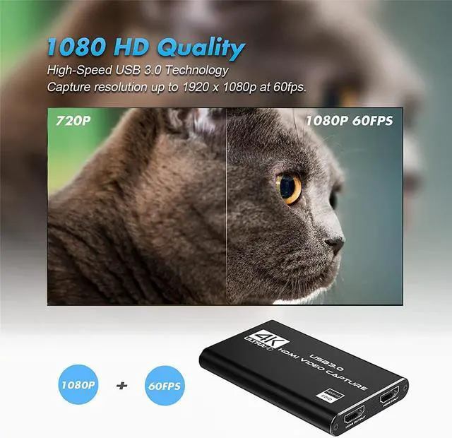 Alt view image 5 of 7 - 4K Audio Video Capture Card, USB 3.0 HDMI Video Capture Device, Full HD 1080P for Game Recording, Live Streaming Broadcasting