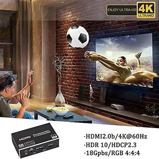 Alt view image 3 of 7 - 4K HDMI Audio Extractor Splitter, HDMI to HDMI + Optical Toslink SPDIF + 3.5mm Audio Jack + Coaxial + 7.1Ch HDMI Audio Support ARC and eARC Function