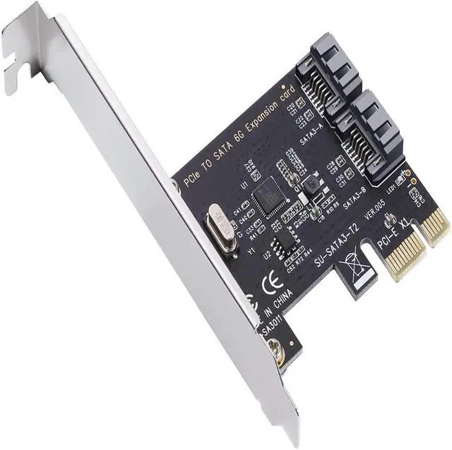 Alt view image 3 of 7 - PCI Express SATA 3.0 Controller Card, 2-Port PCIe to SATA III 6GB / s Built-in Adapter Converter, PCI-E to SATA 3.0 Disk Array Card,with Small Bracket and 2 SATA Cable Support SSD and HDD
