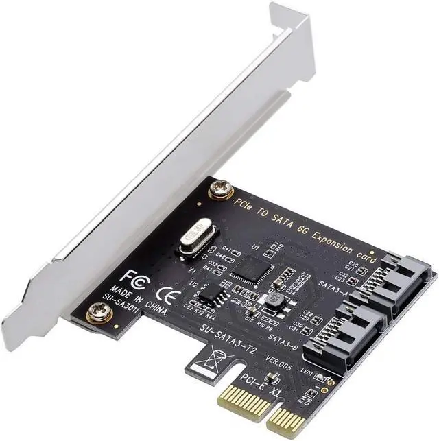 Alt view image 2 of 7 - PCI Express SATA 3.0 Controller Card, 2-Port PCIe to SATA III 6GB / s Built-in Adapter Converter, PCI-E to SATA 3.0 Disk Array Card,with Small Bracket and 2 SATA Cable Support SSD and HDD