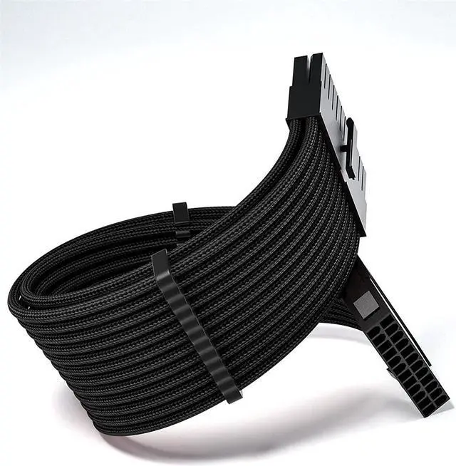 Alt view image 3 of 7 - Mod Sleeved Cable, Black Power Supply Cable Extension Kit, 24PIN ATX, 4+4 PIN EPS, Dual 6+2 PIN PCIE, 6 PIN PCI-E