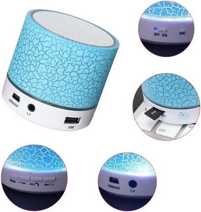 Alt view image 2 of 7 - Portable Wireless Bluetooth Speaker,Hica Mini Wireless Hands Free Crackle Bluetooth Speaker Support Music FM Radio TF Card USB Flash Drive Built-in Microphone with LED lights for Phone,MP3