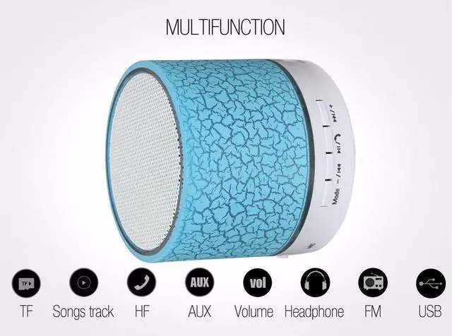 Alt view image 3 of 7 - Portable Wireless Bluetooth Speaker,Hica Mini Wireless Hands Free Crackle Bluetooth Speaker Support Music FM Radio TF Card USB Flash Drive Built-in Microphone with LED lights for Phone,MP3