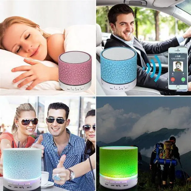Alt view image 7 of 7 - Portable Wireless Bluetooth Speaker,Hica Mini Wireless Hands Free Crackle Bluetooth Speaker Support Music FM Radio TF Card USB Flash Drive Built-in Microphone with LED lights for Phone,MP3