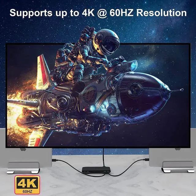 Alt view image 3 of 7 - USB C KVM Switcher 4K @60Hz, 2 in 1 Out Type-C KVM Switch for 2 Computers Share 1 HDMI Monitor + 3 USB Input + 2 PD 60W Input + Audio Microphone Output, USB C KVM with 2 USB-C Cables and Wired Remote