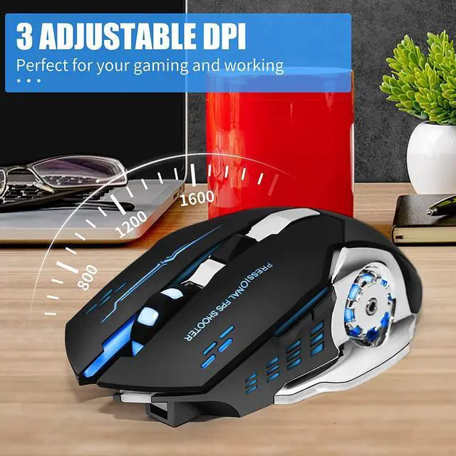 Alt view image 3 of 7 - Wireless Gaming Mouse, Bluetooth Mouse RGB Rechargeable 2.4G USB Cordless Computer Mice with 7 Color LED Backlit, 6 Buttons & Silent Click for Laptop, M-a-c OS, PC, Windows