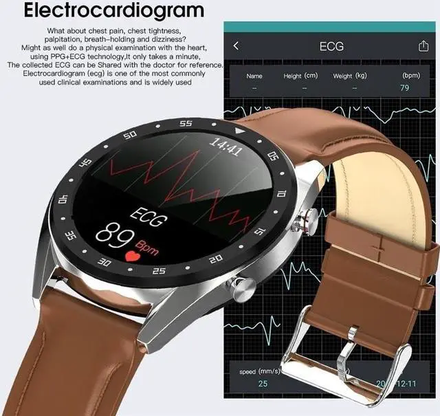 Alt view image 4 of 7 - Smart Watch Men's Heart Rate Blood Pressure Monitor Pedometer Fitness Tracker IP68 Waterproof Smartwatch With Bluetooth Call (Brown Color)