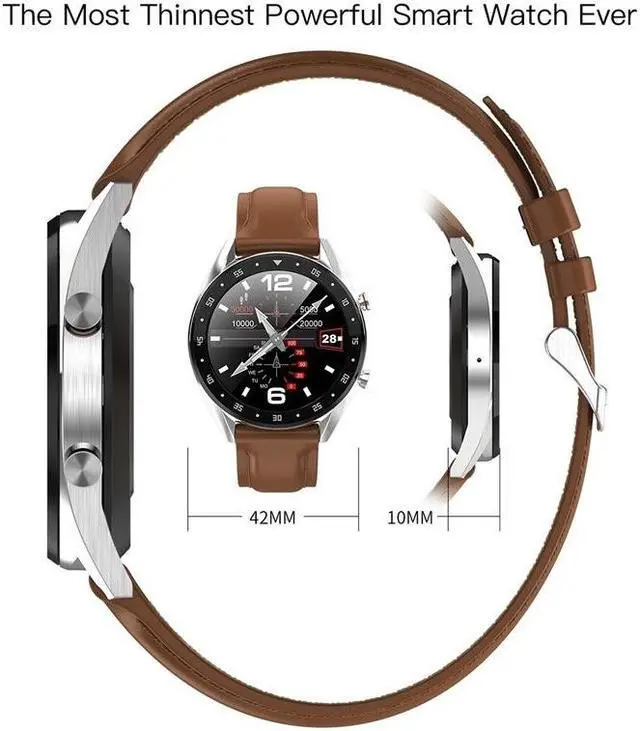 Alt view image 6 of 7 - Smart Watch Men's Heart Rate Blood Pressure Monitor Pedometer Fitness Tracker IP68 Waterproof Smartwatch With Bluetooth Call (Brown Color)