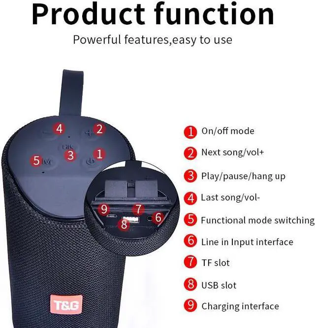 Alt view image 2 of 3 - Outdoor Bluetooth Speaker Portable Wireless Mini BT Speakers Stereo Bass Soundbox Support TF Card And USB Disk Loudspeaker (Color: Black)