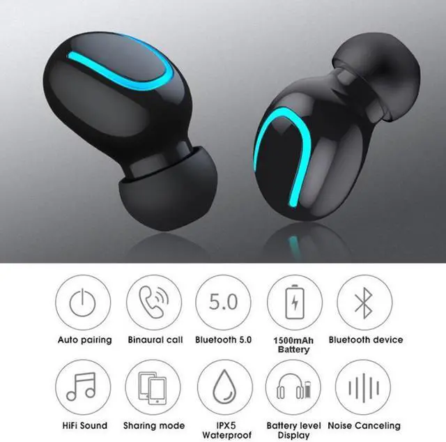 Alt view image 2 of 7 - True Bluetooth 5.0 Earphone HBQ TWS Wireless Headphons Sport Handsfree Earbuds 3D Stereo Gaming Headset With Mic Charging Box