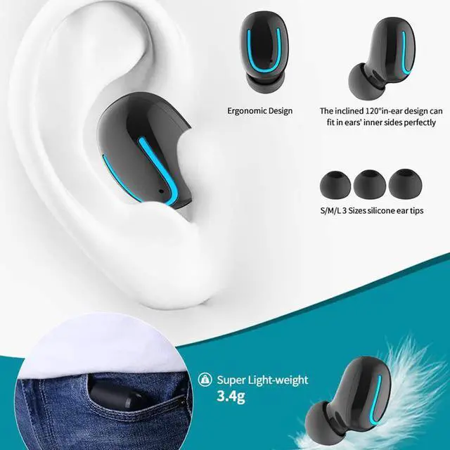 Alt view image 4 of 7 - True Bluetooth 5.0 Earphone HBQ TWS Wireless Headphons Sport Handsfree Earbuds 3D Stereo Gaming Headset With Mic Charging Box
