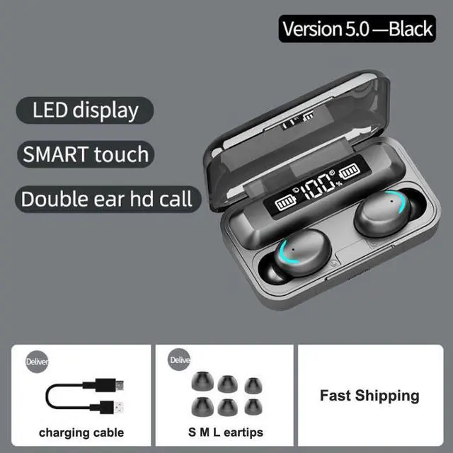 Alt view image 7 of 7 - TWS 5.0 Bluetooth Earphones Wireless Earphone 8D Bass Stereo In-ear Earbuds Handsfree Headset With Microphone Charging Case