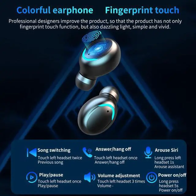 Alt view image 4 of 7 - TWS 5.0 Bluetooth Earphones Wireless Earphone 8D Bass Stereo In-ear Earbuds Handsfree Headset With Microphone Charging Case
